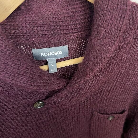 Bonobos Burnt Red Alpaca Wool Blend Shawl Collar Pullover Slim Sweater Medium - Picture 3 of 6